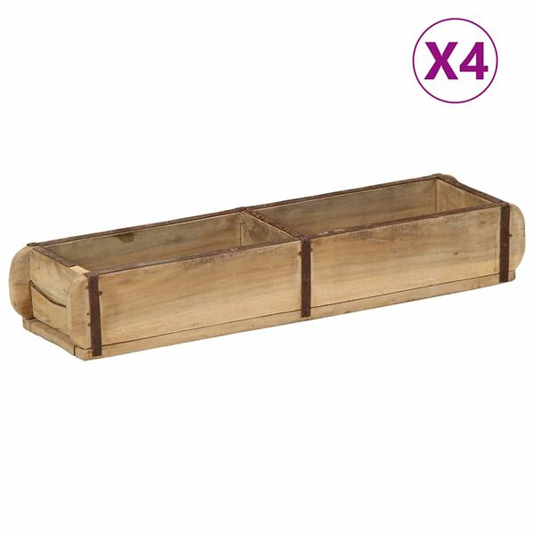 vidaXL Tarjotin s&auml;ilytystilassa 4 pcs Ruskea 57 x 15 x 9 cm