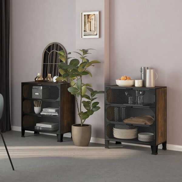 vidaXL Säilytyskaapit 2kpl rustiikkinen ruskea 72x36x82 cm metalli/MDF