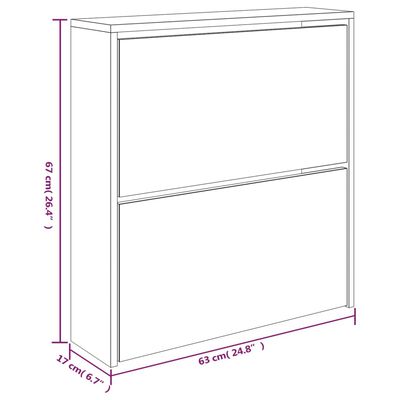 vidaXL Kenkäkaappi peilillä 2 tasoa korkeakiilto valkoinen 63x17x67 cm