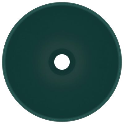 vidaXL Ylellinen pesuallas pyöreä matta tummanvihreä 32,5x14cm keraami