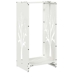 vidaXL Polttopuuteline valkoinen 40x30x80 cm kylm&auml;valssattu ter&auml;s