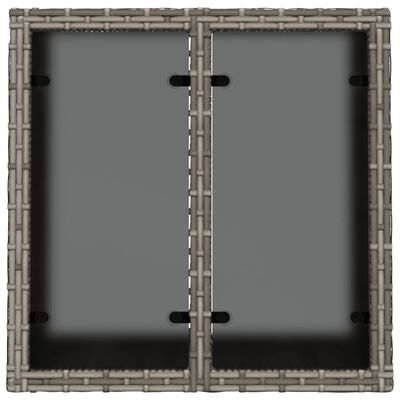 vidaXL Puutarhapöytä lasipöytälevyllä harmaa 55x55x37 cm polyrottinki