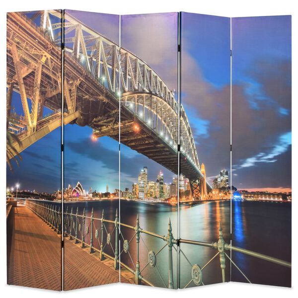 vidaXL Taitettava huoneenjakaja 200x170 cm Sydney Harbour Bridge