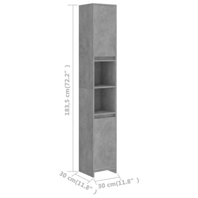 vidaXL Kylpyhuonekaappi betoninharmaa 30x30x183,5 cm lastulevy