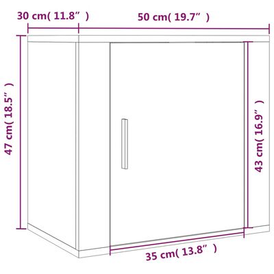 vidaXL Seinäkiinnitettävä yöpöytä korkeakiilto valkoinen 50x30x47 cm