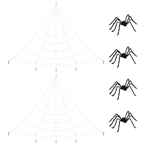 vidaXL Halloween-h&auml;m&auml;h&auml;kki koristeella ja verkoilla 4 pcs Polyesteri