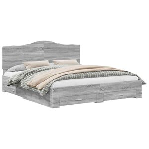 vidaXL S&auml;ngyn runko p&auml;&auml;tyll&auml; Harmaa Sonoma 200 x 200 cm Tekninen puu