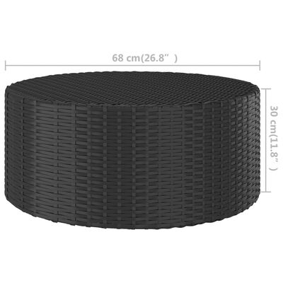 vidaXL Teepöytä musta 68x68x30 cm polyrottinki