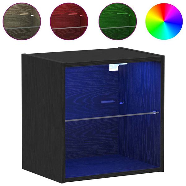 vidaXL LED-valolla varustettu kelluva hylly Musta 40 x 28,5 x 40 cm