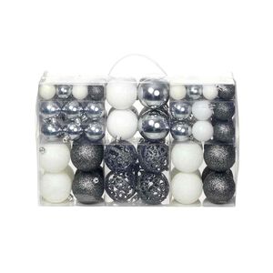 vidaXL 100 kpl joulukuusen pallosarja 3/4/6 cm valkoinen/harmaa