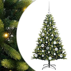 vidaXL Keinotekoinen taitettava joulukuusi 150 LEDi&auml; Vihre&auml; 120 cm