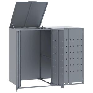 vidaXL Roskalaatikon s&auml;ilytystila kahdelle harmaa 138x79x117 cm ter&auml;s