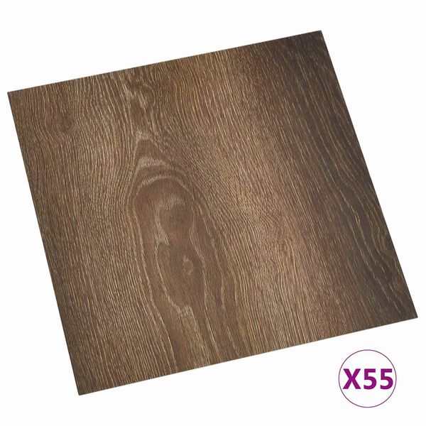 vidaXL Lattialankut 55 pcs Ruskea 5,11 m&sup2; Polyvinyylikloridi