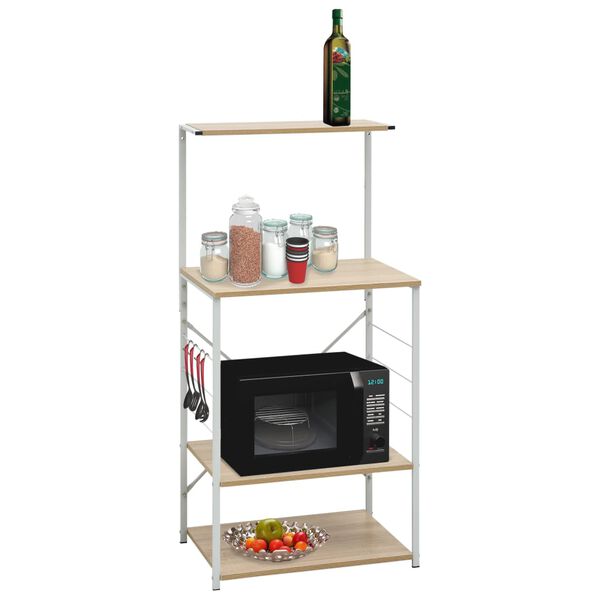 vidaXL Mikroaaltouunikaappi valk ja tammi 60x39,6x123 cm tekninen puu