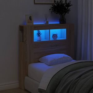 vidaXL S&auml;ngynp&auml;&auml;ty LED-valoilla Sonoma-tammi 100x18,5x103,5 cm puu