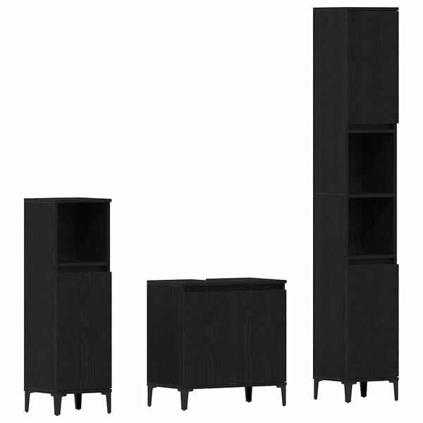 vidaXL Kylpyhuonekalustesetti Seinäkiinnitettävä 3 pcs Musta tammi.