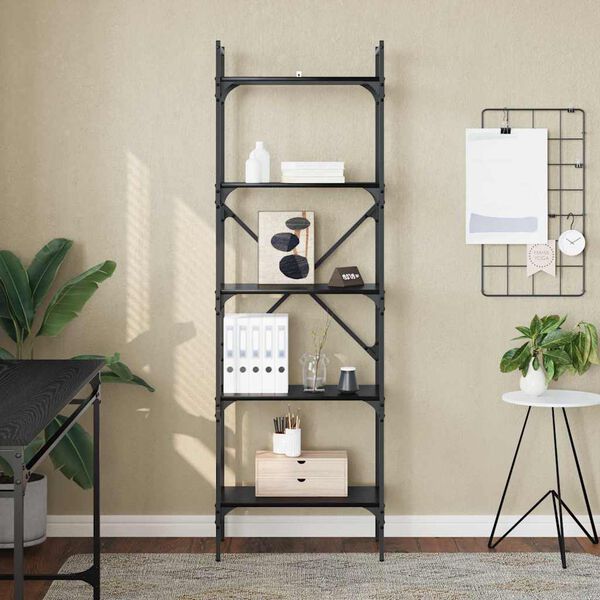 vidaXL Kirjahylly Musta tammi. 56 x 32 x 174 cm Tekninen puu