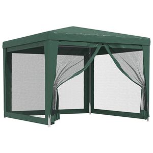 vidaXL Juhlateltta 4 verkkosivusein&auml;&auml; vihre&auml; 3x3 m HDPE