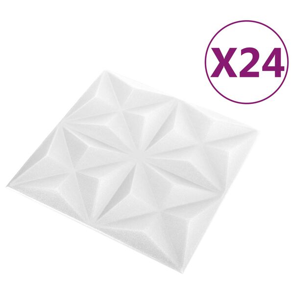 vidaXL Sein&auml;paneelit 24 pcs Origami Valkoinen 50 x 50 cm XPS Vaahdon