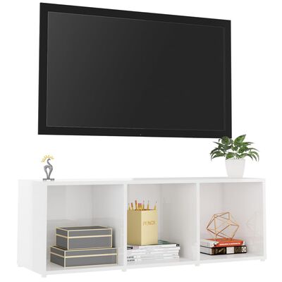 vidaXL TV-taso korkeakiilto valkoinen 107x35x37 cm lastulevy