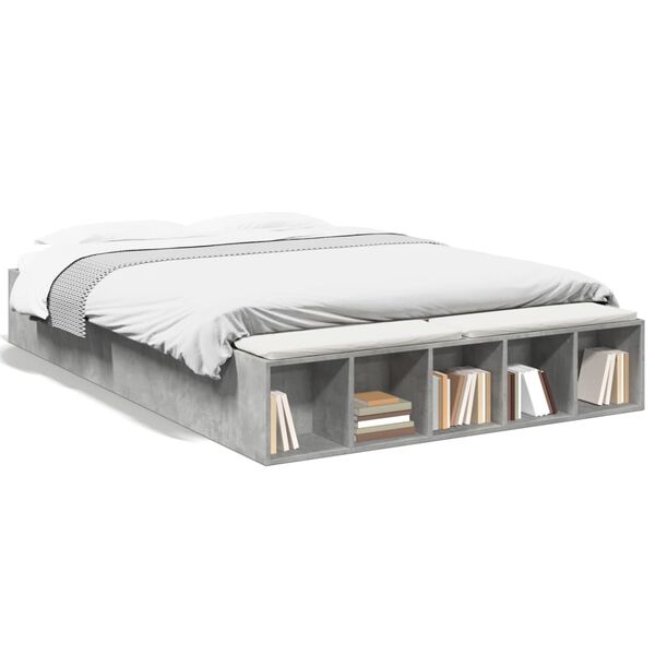 vidaXL Sängynrunko betoninharmaa 150x200 cm tekninen puu