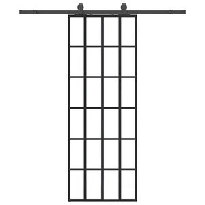 vidaXL Liukuovi asennustarvikkeilla musta 76x205 cm ESG lasi