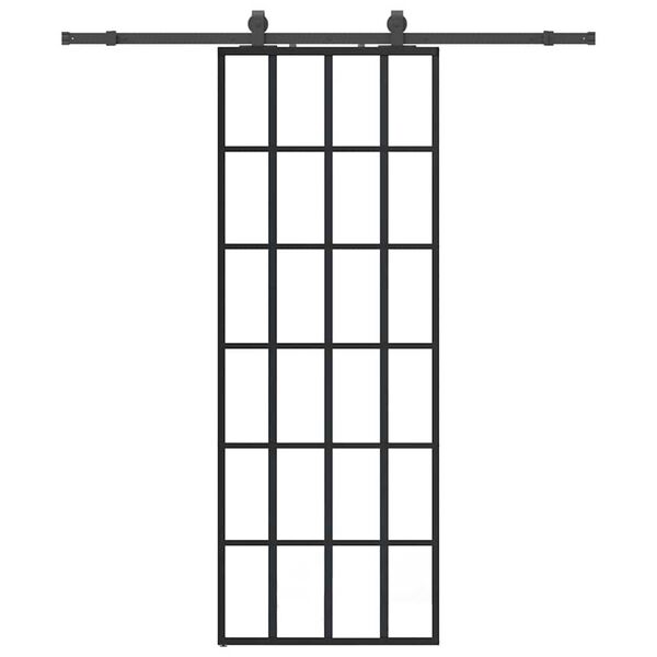 vidaXL Liukuovi asennustarvikkeilla musta 76x205 cm ESG lasi