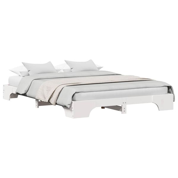 vidaXL S&auml;ngyn runko Valkoinen 5FT King Size Massiivinen m&auml;nty