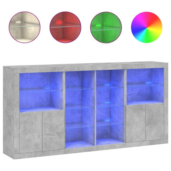 vidaXL Senkki LED-valoilla betoninharmaa 202x37x100 cm