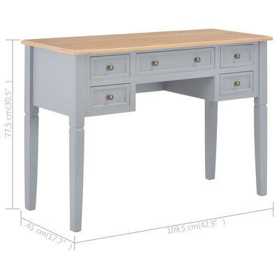 vidaXL Kirjoituspöytä harmaa 109,5x45x77,5 cm puinen