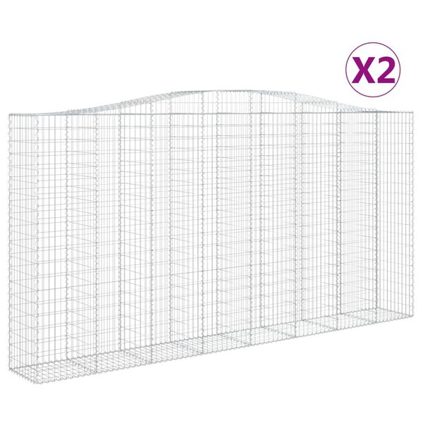 vidaXL Kaarevat kivikorit 2 kpl 400x50x200/220 cm galvanoitu rauta