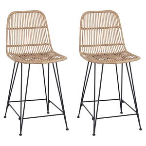 vidaXL Baarijakkara 2 kpl Luonnollinen 44 x 54 x 96 cm Rattan ja Ter&auml;s