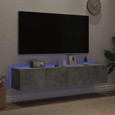 vidaXL TV-seinäkaapit LED-valoilla 2 kpl betoninharmaa 80x35x31 cm