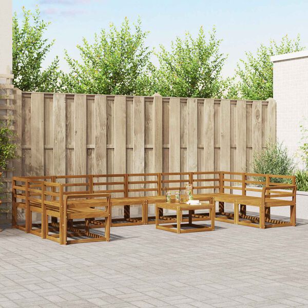 vidaXL Ulkosohvakokoelma 11 pcs Luonnollinen Tihe&auml; akasiapuu