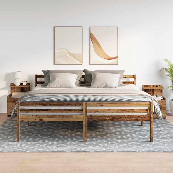 vidaXL Yöpöydät 2 kpl 2 laatikolla vanha puu 40x36,5x62 cm