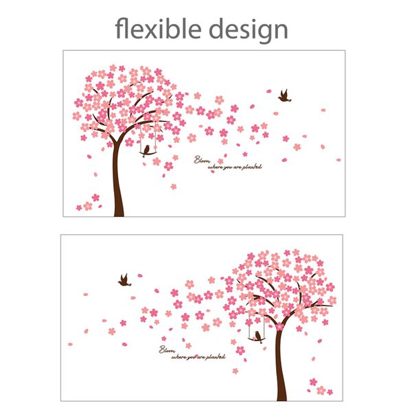 425868 WALPLUS Home Decoration Sticker Cherry Blossom 320x180cm Pink