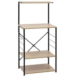 vidaXL Mikroaaltouunikaappi musta ja tammi 60x39,6x123 cm tekninen puu