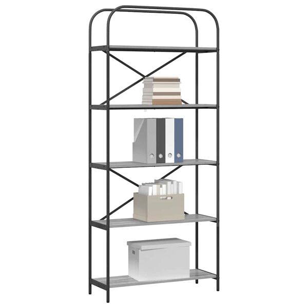 vidaXL Kirjahylly Harmaa Sonoma 80 x 30 x 183 cm Tekninen puu