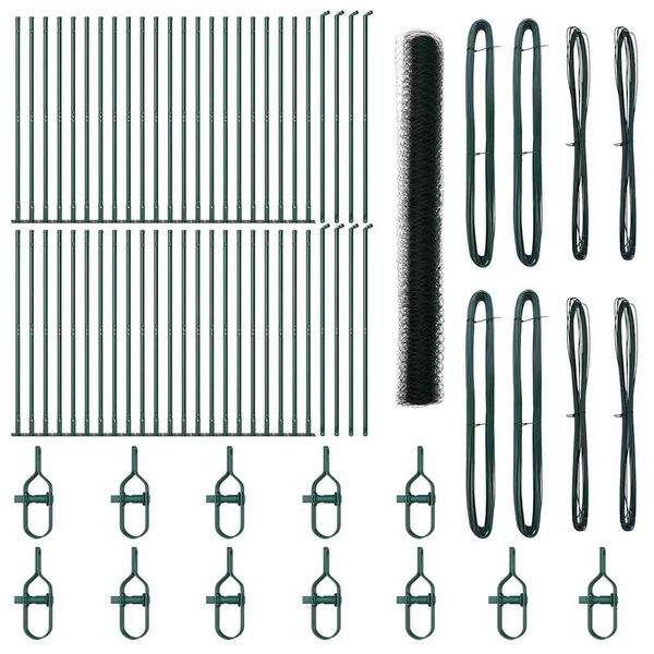 vidaXL Aitalatu Vihreä 100 x 1,4 m (50 mm verkko) Terästä ja PVC:tä