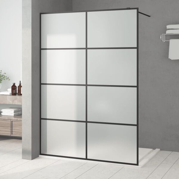 vidaXL Walk-in suihkusein&auml;ke musta 140x195 cm huurrettu ESG-lasi
