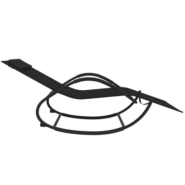 vidaXL Keinuva aurinkotuoli musta teräs ja Textilene