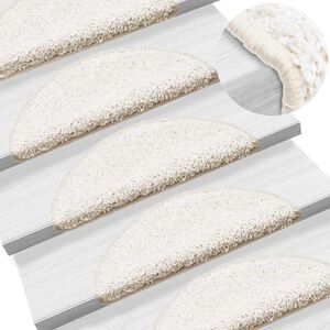 vidaXL Portaiden matot 15 kpl 56x17x3 cm valkoinen puolipy&ouml;re&auml;