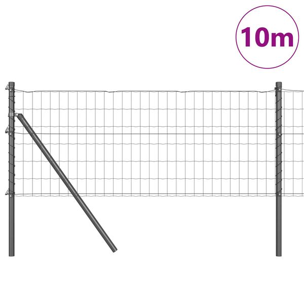 vidaXL Aita ja Tuki Harmaa 0,8 x 10 m Ter&auml;s ja PVC