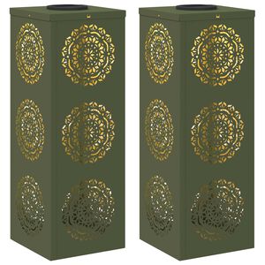 vidaXL Aurinko LED-polkuvalo 2 pcs Oliivivihre&auml; Kylm&auml;valssattu ter&auml;s