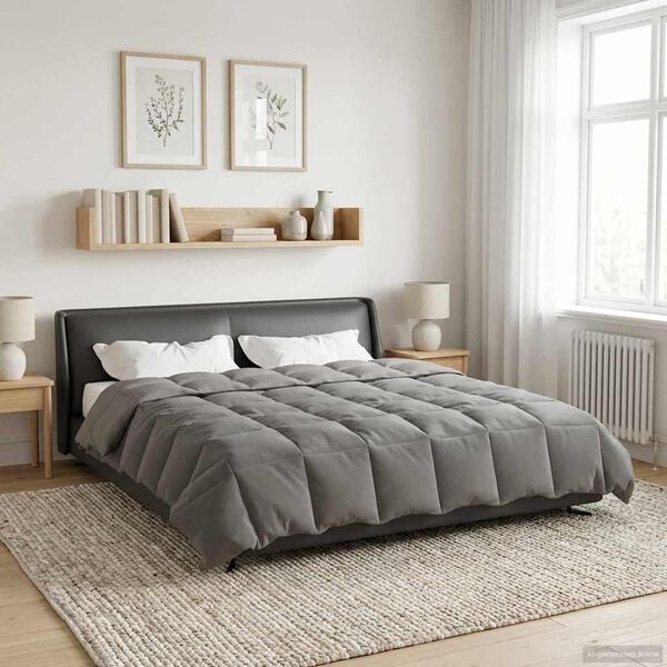 vidaXL Koko Vuoden Peitto Vaaleanharmaa 240 x 260 cm Mikrokuitu