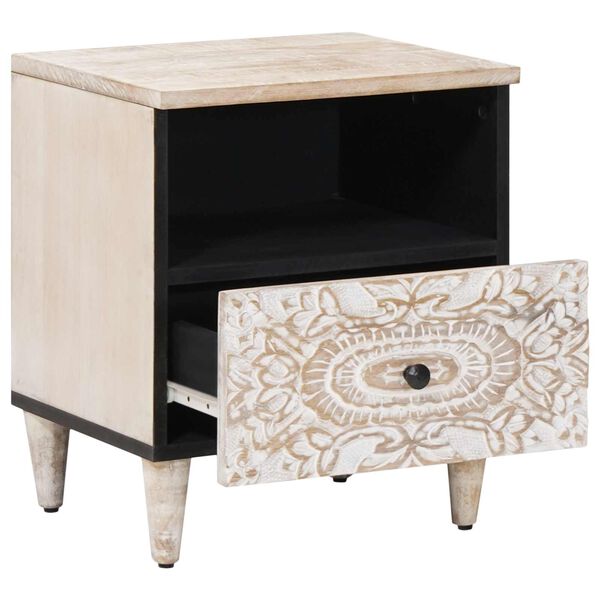 vidaXL S&auml;nkykaappi Valkoinen 40 x 33 x 46 cm Kiinte&auml; mango puu