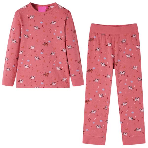 Lasten pitkähihainen pyjama vanha pinkki 116