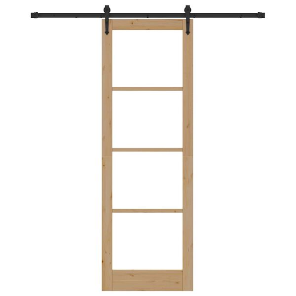 vidaXL Liukuovi Luonnollinen ja musta 78 x 232 cm T&auml;ysi m&auml;nty ja lasi