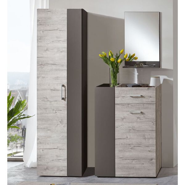 FMD Lipasto 2 ovella ja 1 laatikolla hiekkatammi ja laavanharmaa