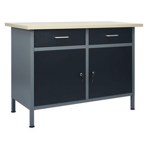 vidaXL Ty&ouml;taso musta 120x60x85 cm ter&auml;s